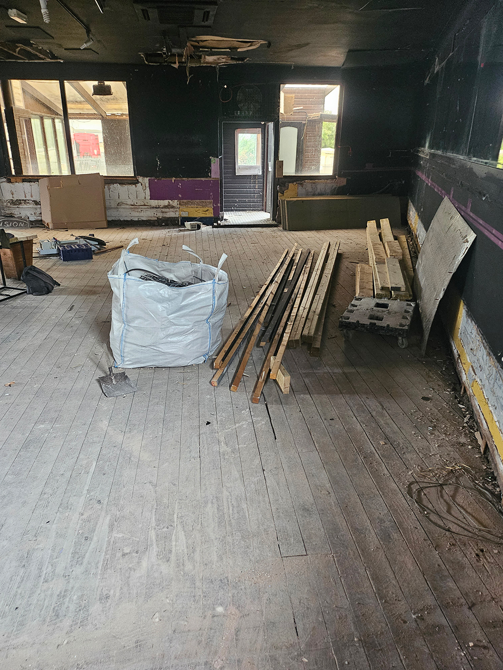 First floor former bar area now cleared to allow viewing potential of this beautiful building soon to become flats for professionals in Goole